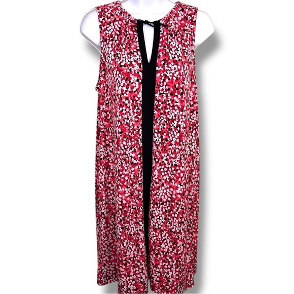Medium MICHAEL Michael Kors Fuchsia Pink White Black Floral Dress Sleeveless - Picture 1 of 16